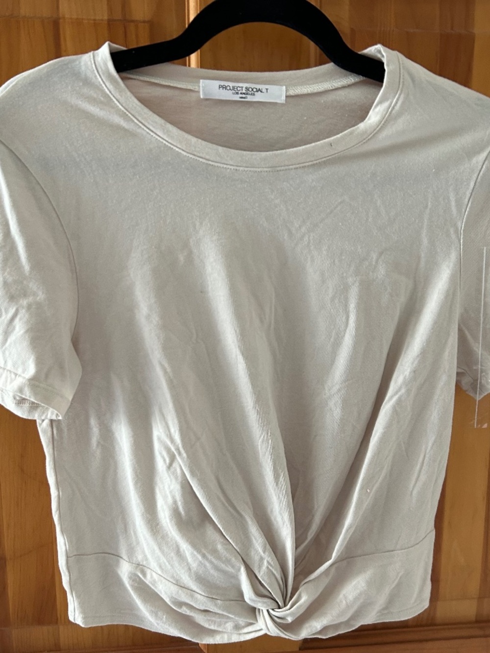 T27 NWOT Project Social Small Beige Knotted Short Sleeve T